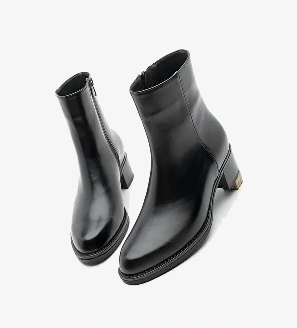 Kadın Fermuarlı Kalın Topuk Günlük Bot Zuvita Siyah - Görsel 1