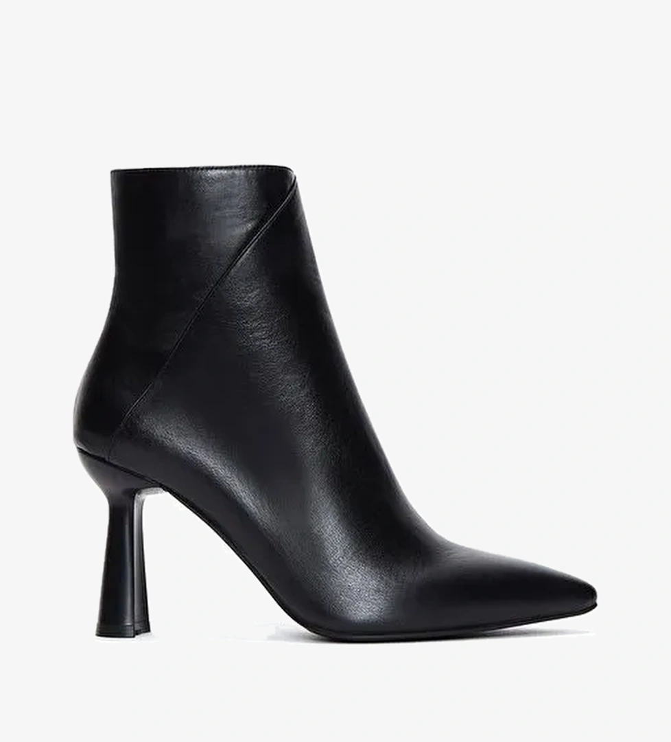 Kadın Siyah Fermuarlı İnce Topuklu Deri Bot 25WFD130718 - Görsel 1