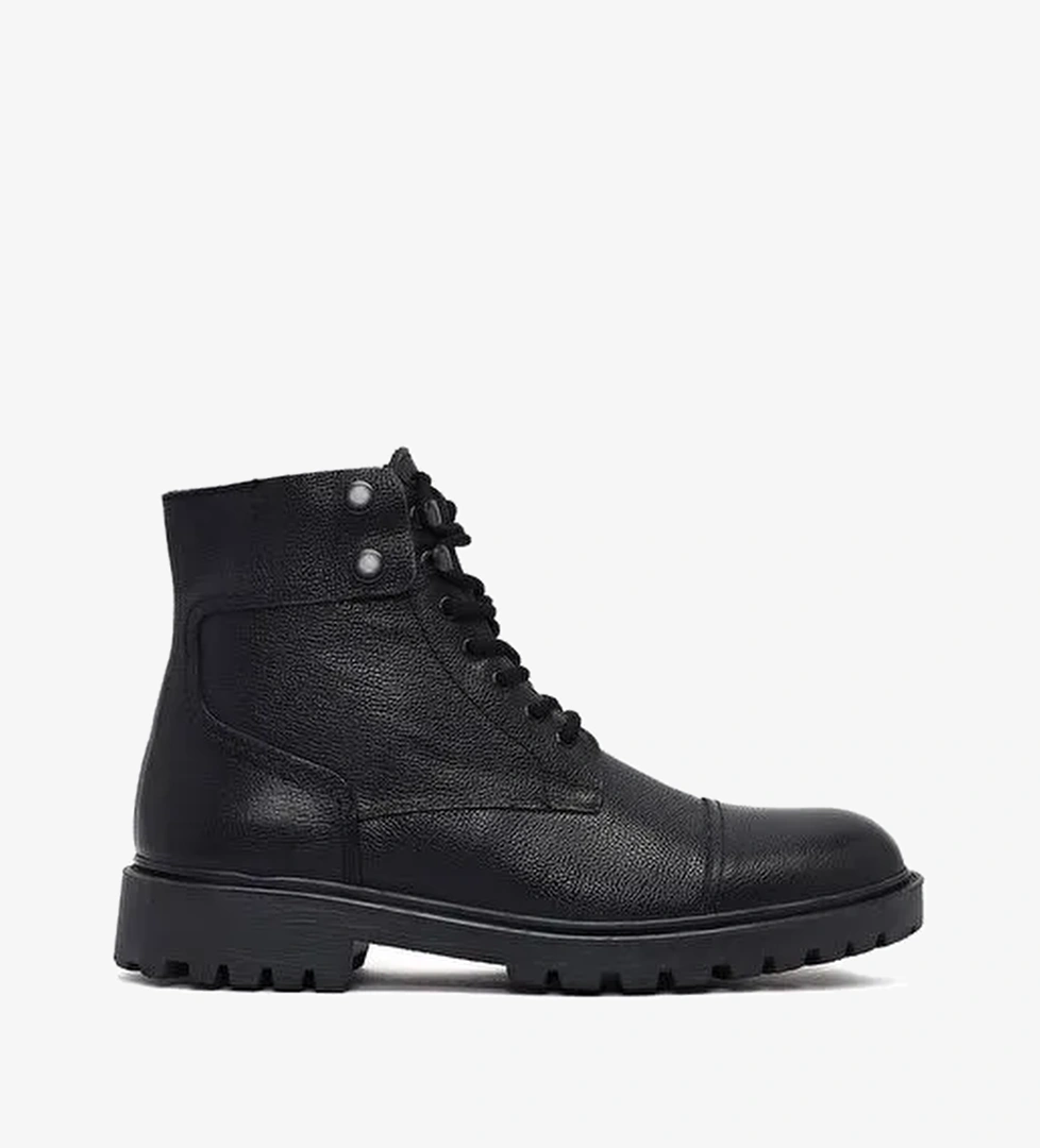 Erkek Siyah Fermuarlı Deri Casual Bot 25WFD7002FT - Görsel 1