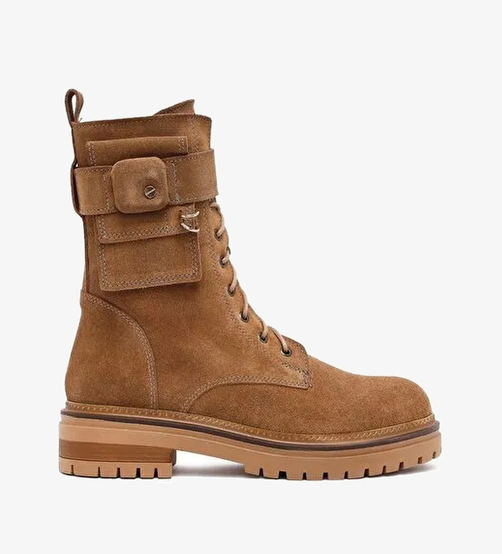 Kadın Taba Fermuarlı Süet Deri Bot 25WFD183110 - Görsel 1