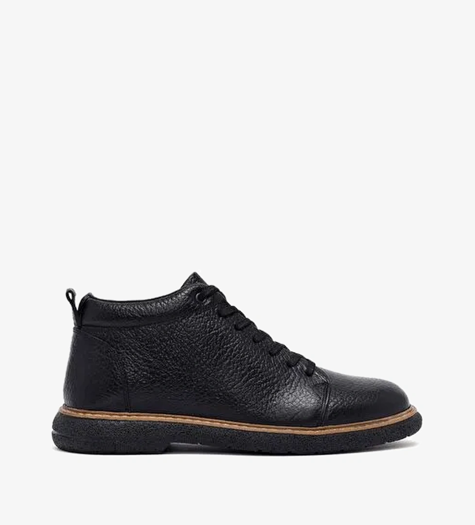 Erkek Siyah Bağcıklı Deri Casual Bot 25WFD6611FT - Görsel 1