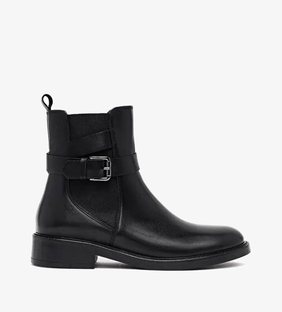 Kadın Siyah Fermuarlı Deri Bot 25WFD281318 - Görsel 1