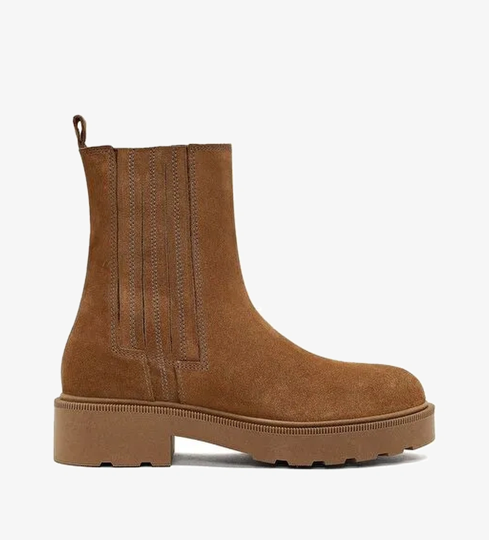 Kadın Vizon Fermuarlı Kalın Tabanlı Süet Deri Bot 25WFD187710 - Görsel 1