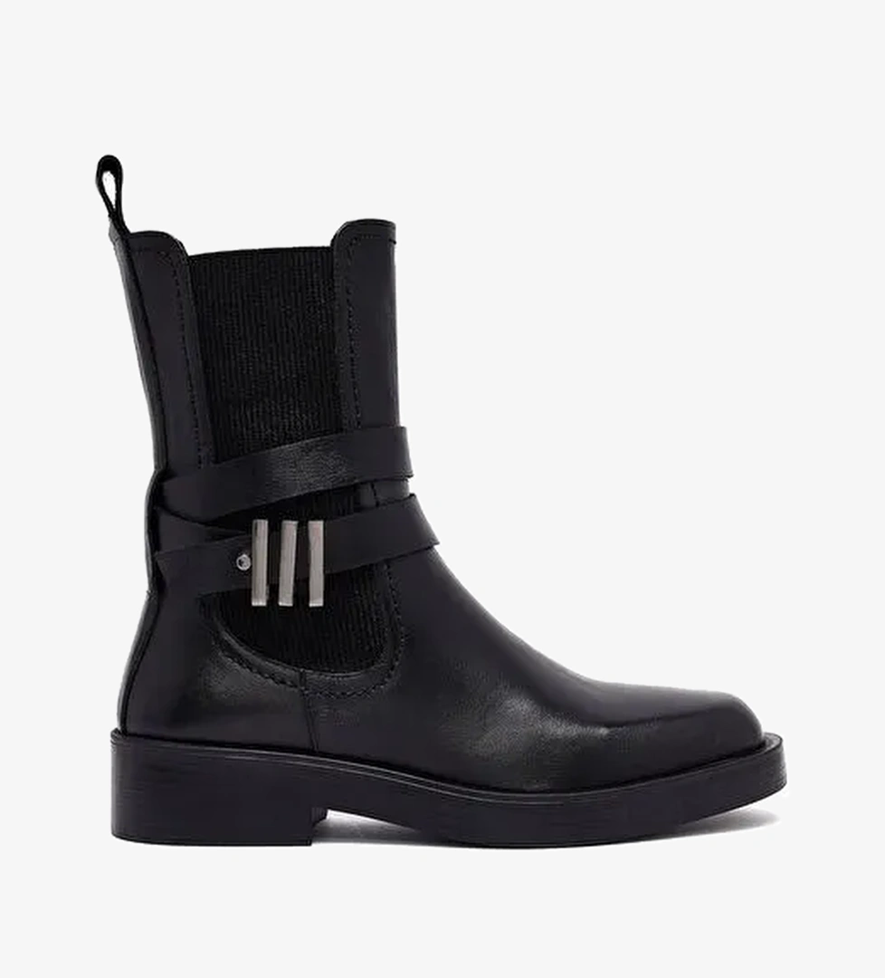 Kadın Siyah Fermuarlı Deri Bot 25WFD202518 - Görsel 1