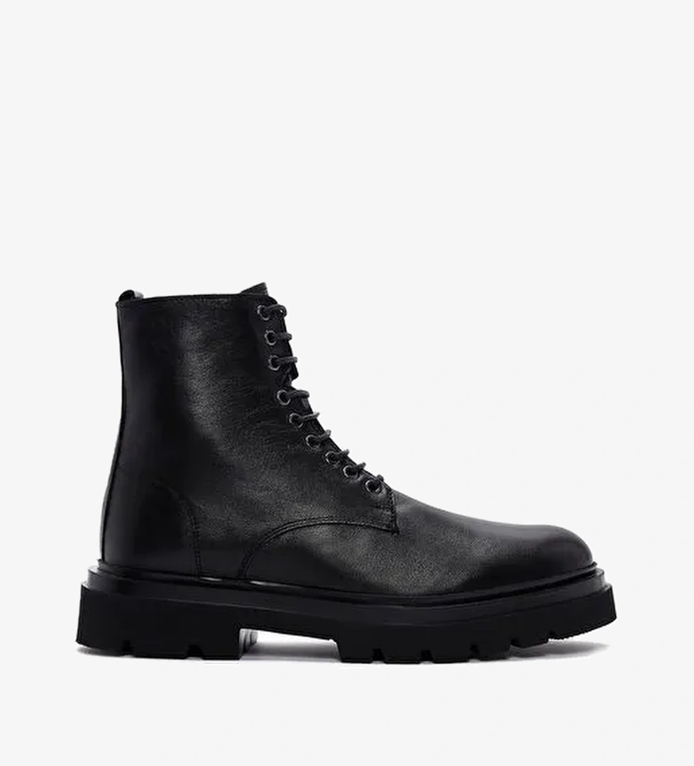 Erkek Siyah Fermuarlı Deri Casual Bot 25WFD620318 - Görsel 1
