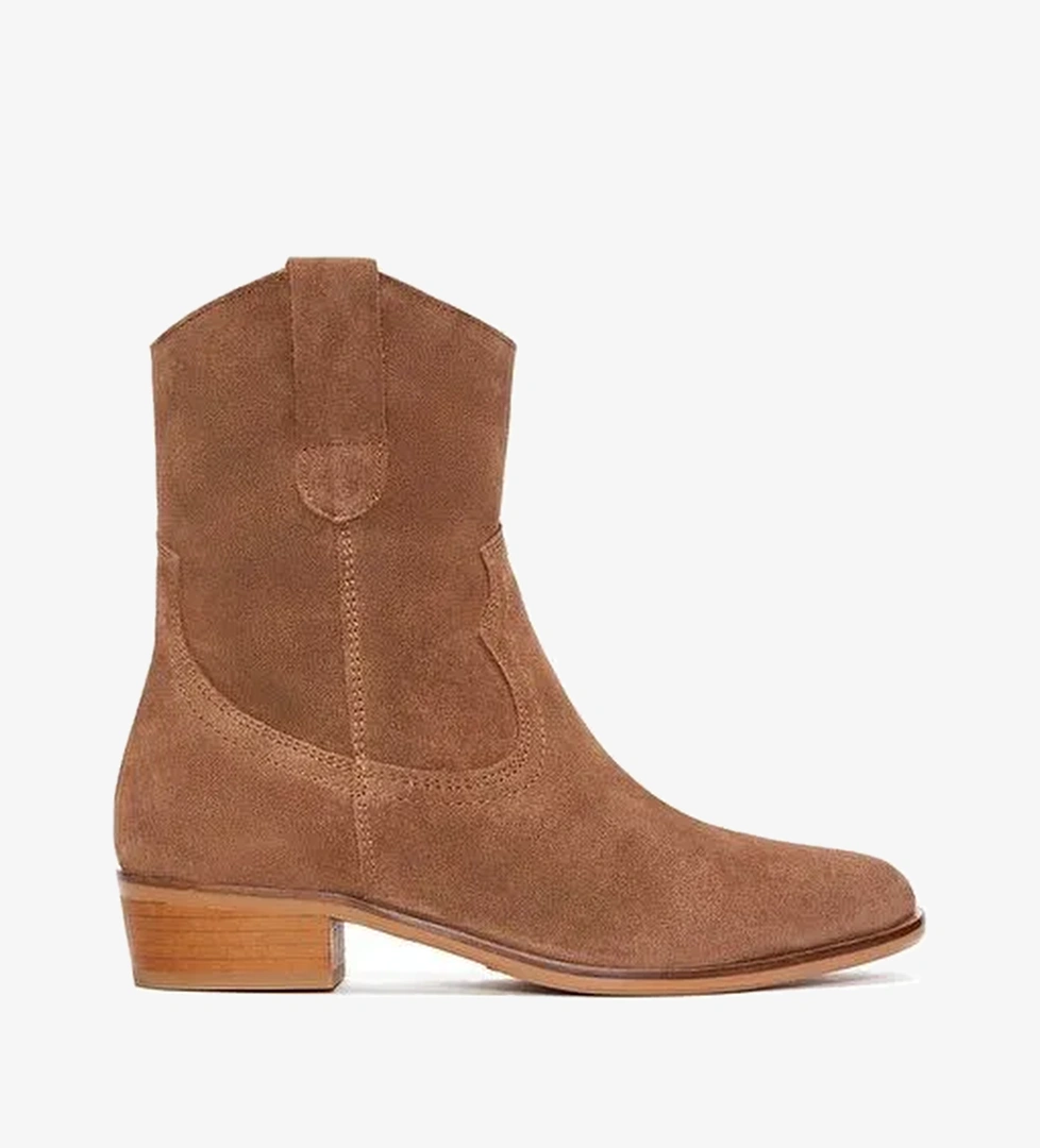 Kadın Taba Süet Deri Kovboy Bot 25AFD150610 - Görsel 1
