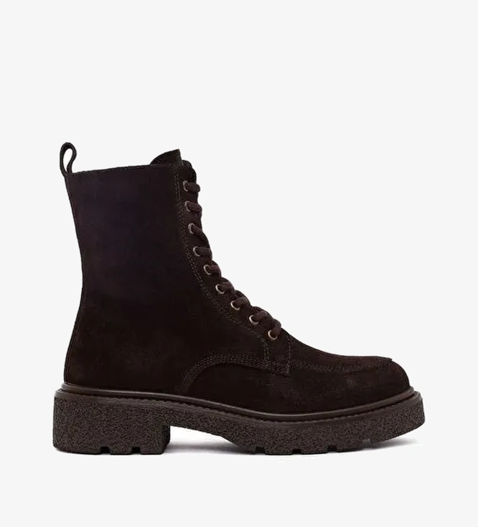 Kadın Kahverengi Fermuarlı Kalın Tabanlı Süet Deri Postal Bot 25WFD511510 - Görsel 1