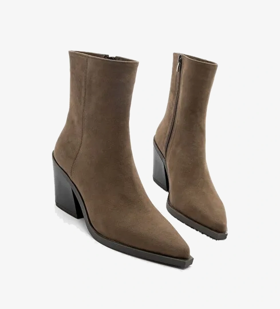 Kadın Sivri Burun Western Bot Forne Kahve Süet - Görsel 1