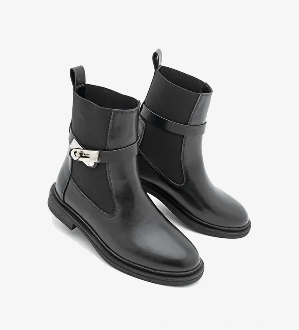 Kadın Lastikli Tokalı Günlük Bot Ondiz Siyah - Görsel 1