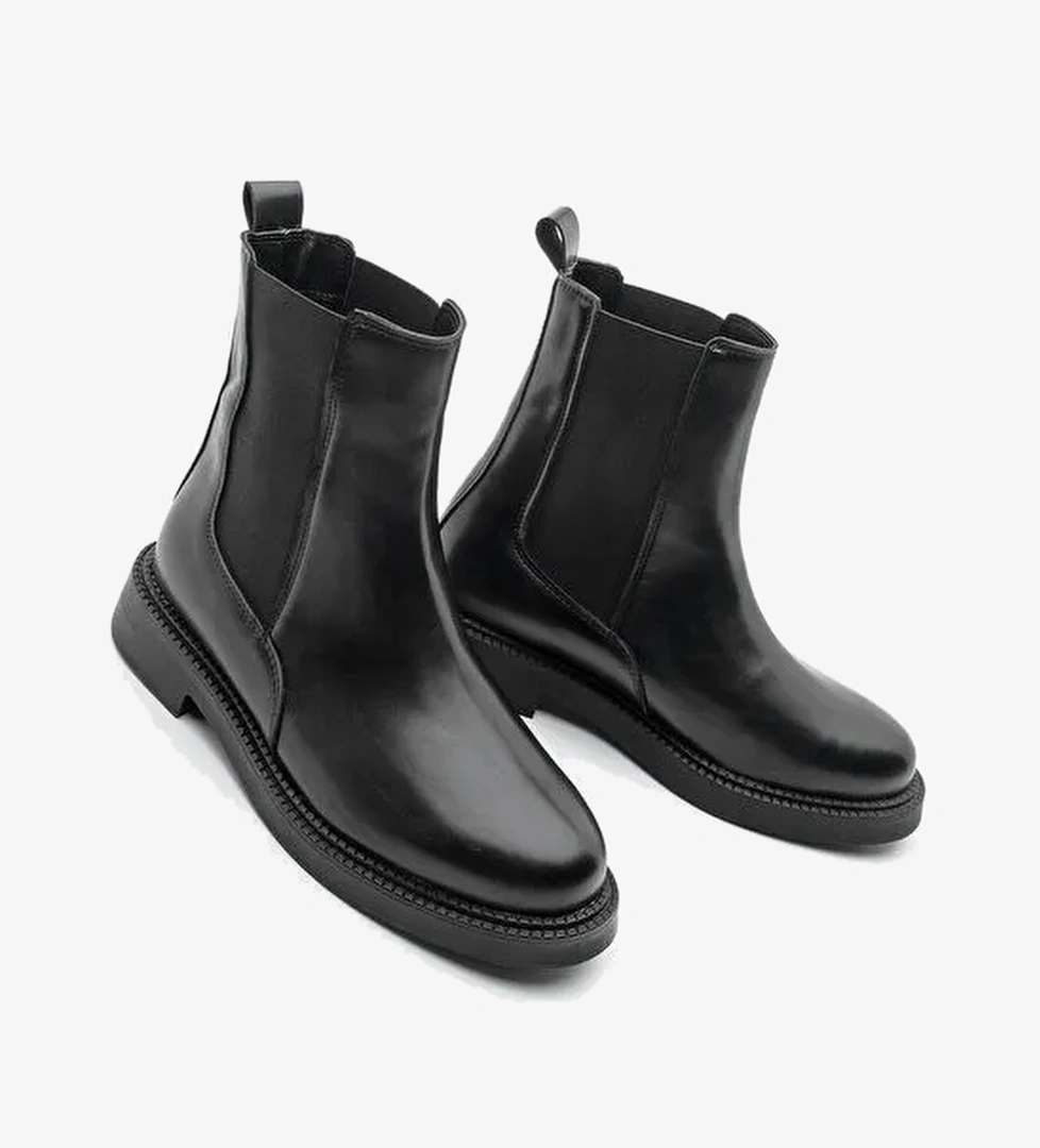 Kadın Çift Lastikli Chelsea Günlük Bot Panve Siyah - Görsel 1