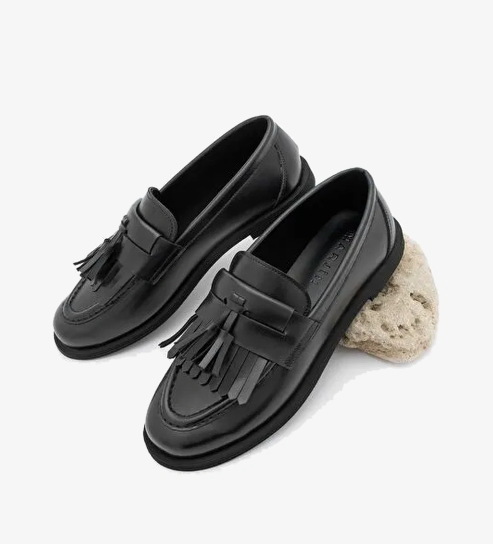 Kadın Loafer Püsküllü Günlük Ayakkabı Petlin Siyah - Görsel 1