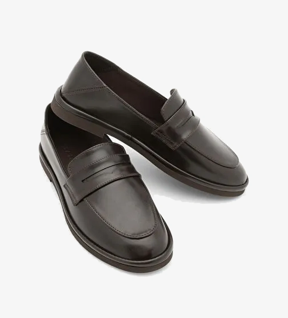 Kadın Loafer Düz Taban Makosen Günlük Ayakkabı Riston Kahve - Görsel 1
