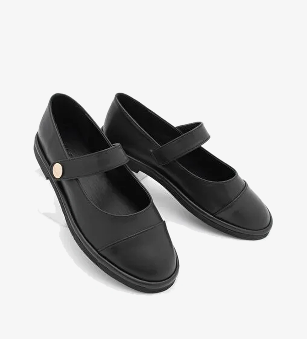 Kadın Loafer Bantlı Cırt Cırtlı Günlük Ayakkabı Vorpe Siyah - Görsel 1