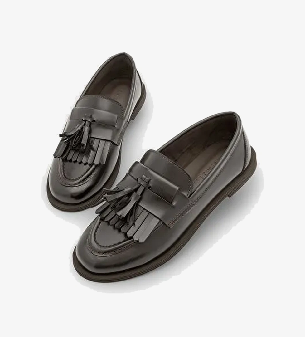 Kadın Loafer Püsküllü Günlük Ayakkabı Petlin Kahve - Görsel 1