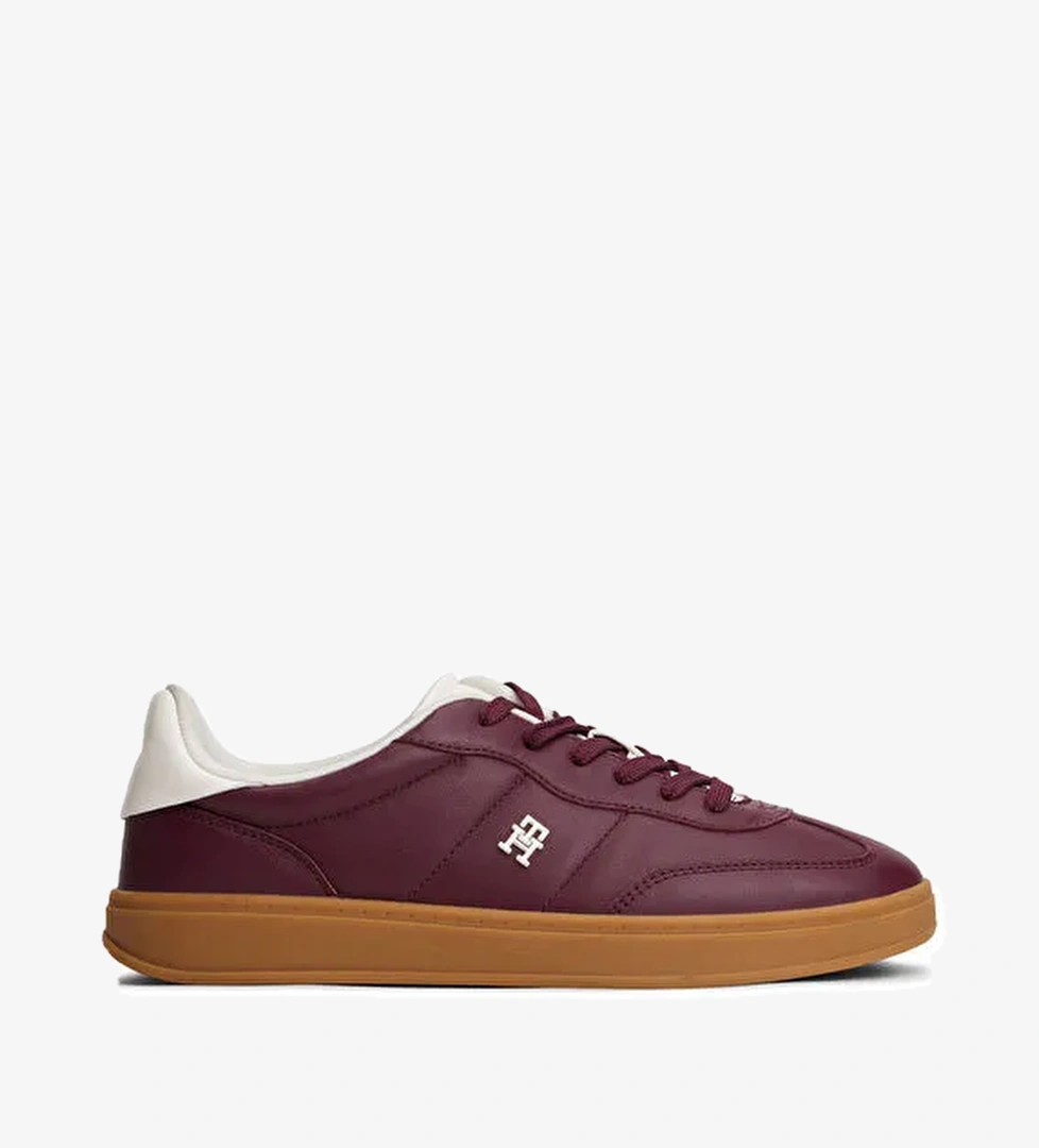 Tommy Hilfiger Bordo Kadın Deri Sneaker FW0FW08823H04 - Görsel 1