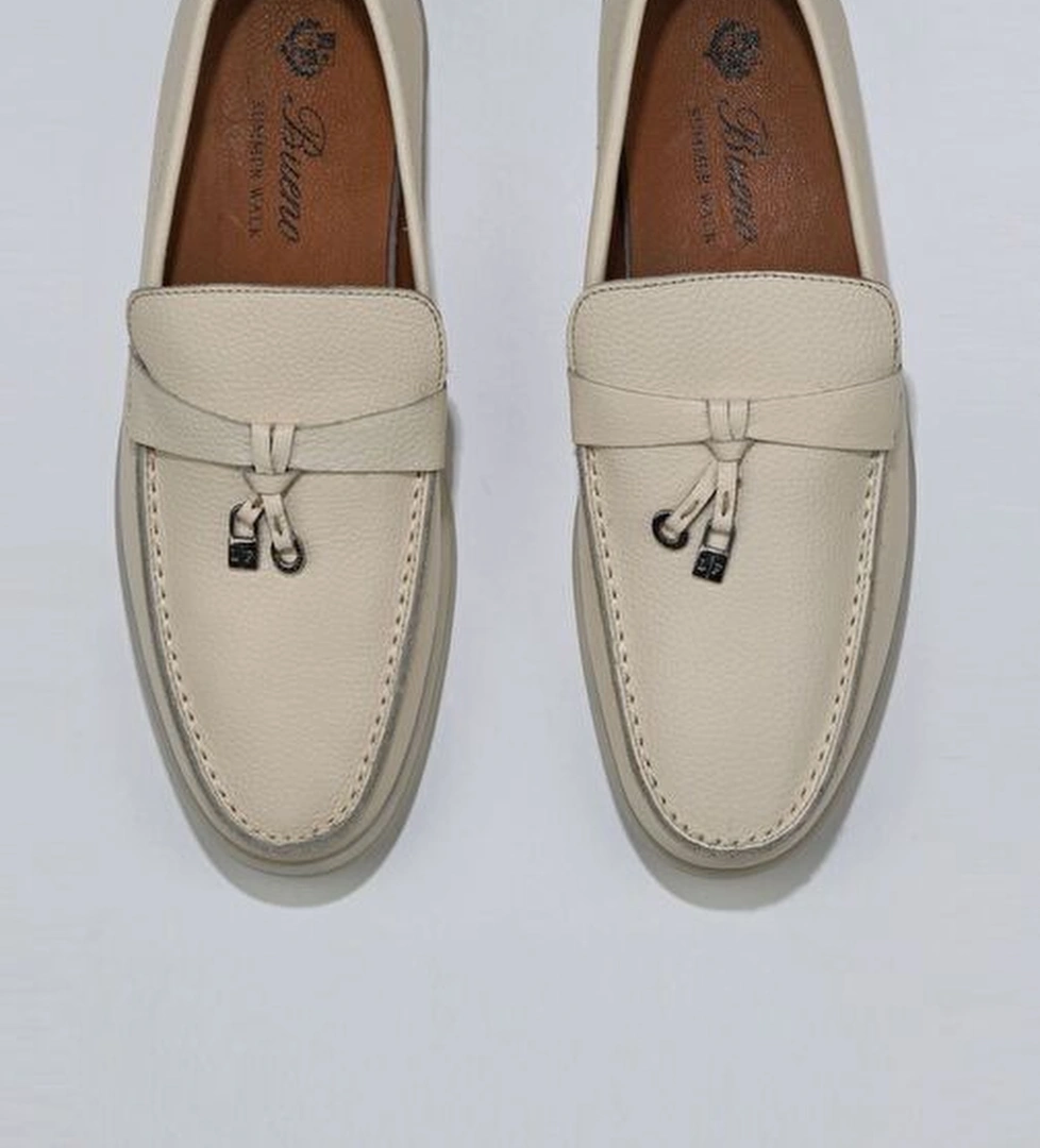 Bueno Shoes Bej Flotter Deri Erkek Loafer 05ms101 - Görsel 1