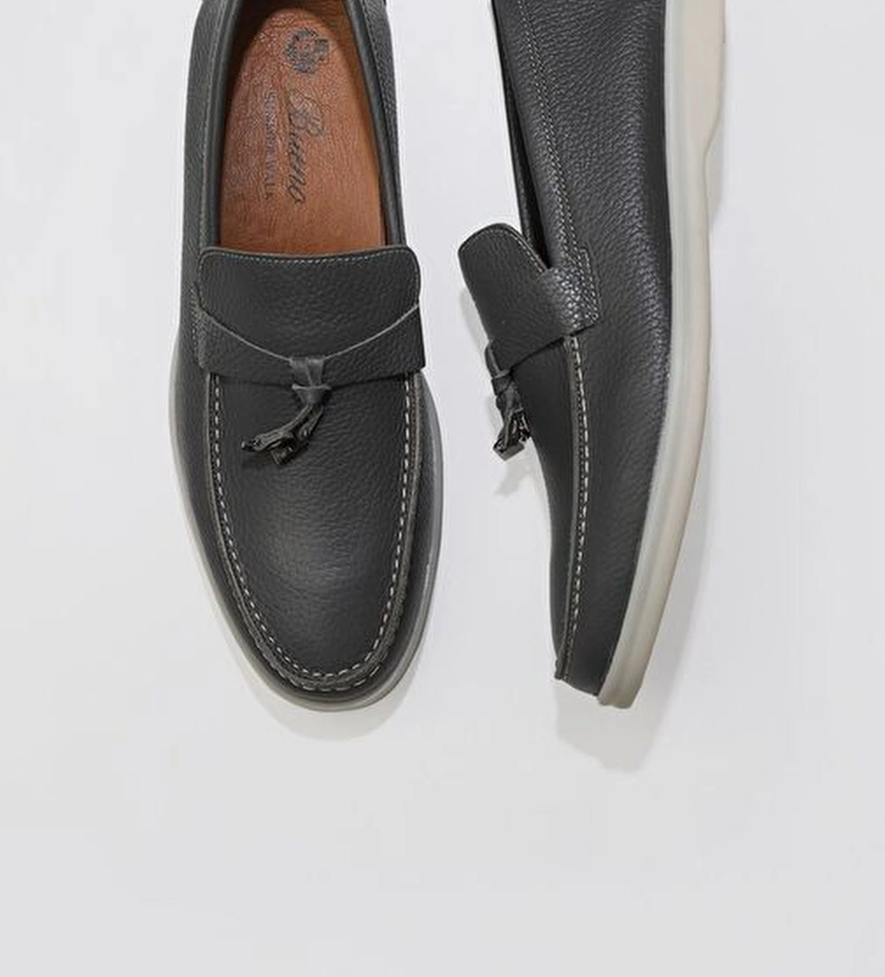 Bueno Shoes Gri Flotter Deri Erkek Loafer 05ms101 - Görsel 1