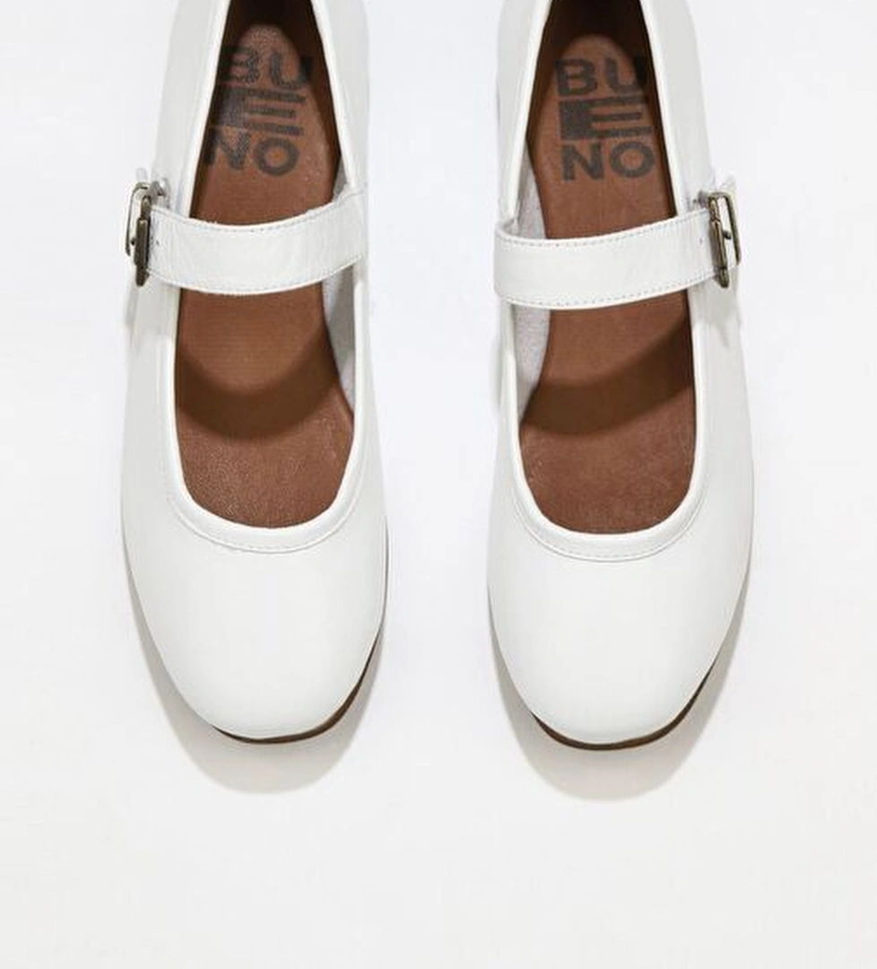 Bueno Shoes Beyaz Deri Kadın Düz Babet 01ws4409 - Görsel 1