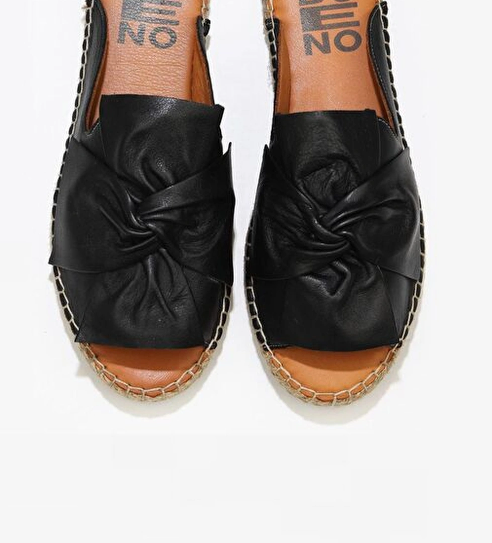 Bueno Shoes Siyah Deri Kadın Espadril Terlik 01wn1632 - Görsel 1