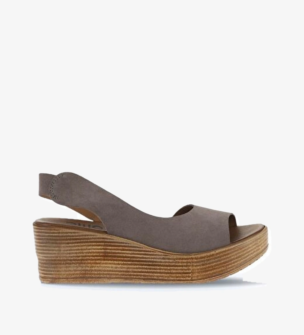 Bueno Shoes Gri Koyu Alf Süet Kadın Dolgu Topuklu Sandalet 01wa4702 - Görsel 1