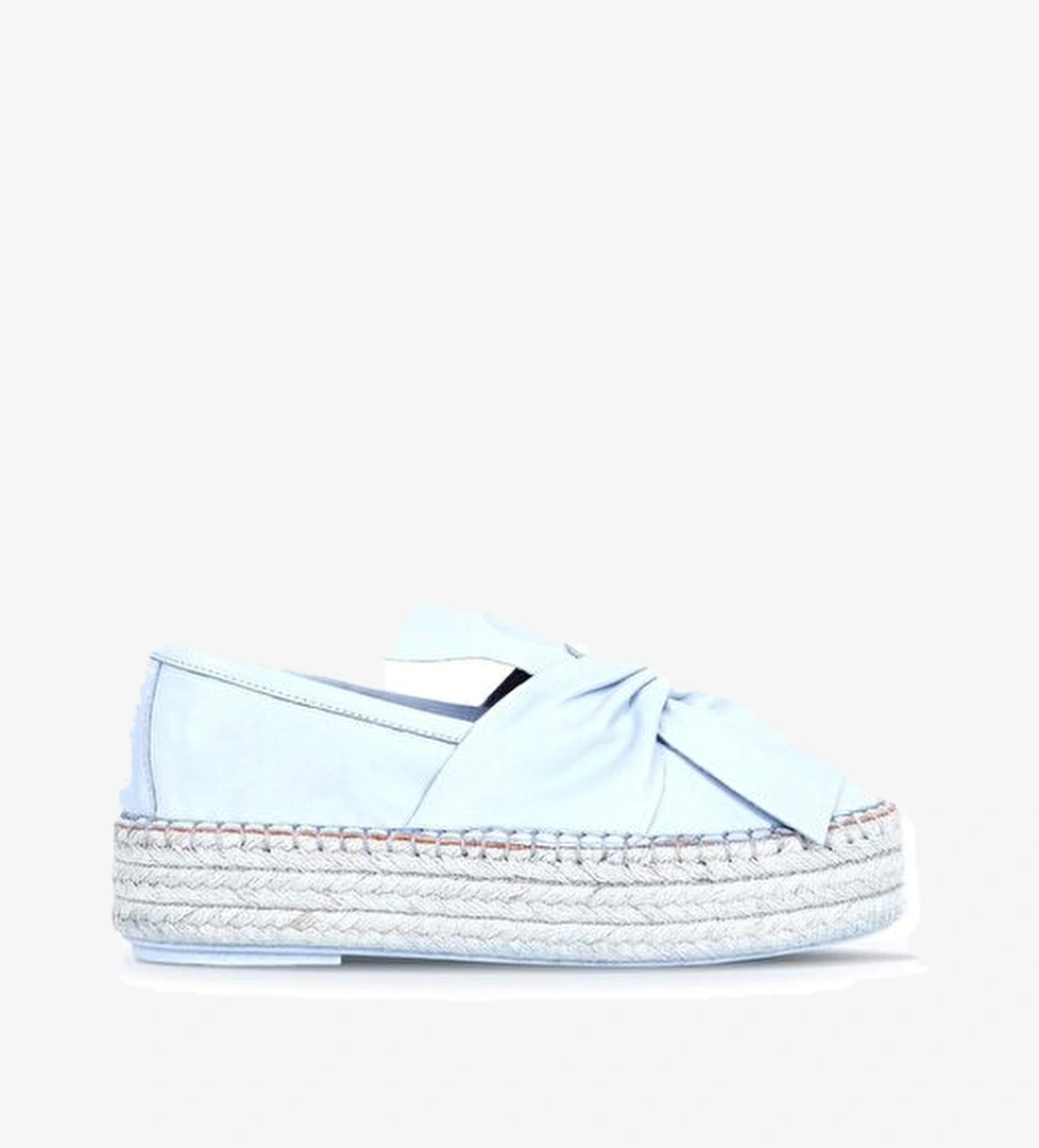 Bueno Shoes Mavi Deri Kadın Dolgu Topuklu Espadril Ayakkabı 01wq3502 - Görsel 1