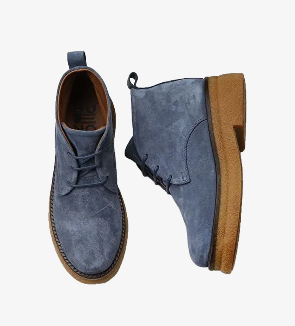 Bueno Shoes Mavi Süet Kadın Düz Bot 01wv0200