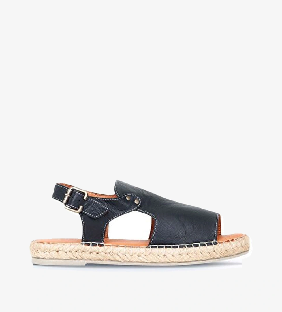 Bueno Shoes Siyah Deri Kadın Espadril Sandalet 01wq1125 - Görsel 1