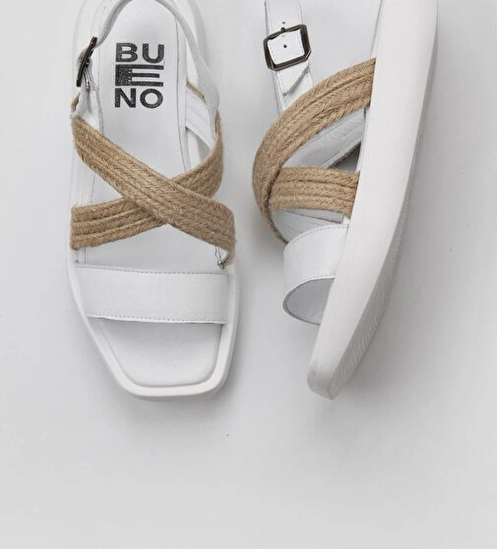 Bueno Shoes Beyaz Hasır Deri Kadın Sandalet 01wy1011 - Görsel 1
