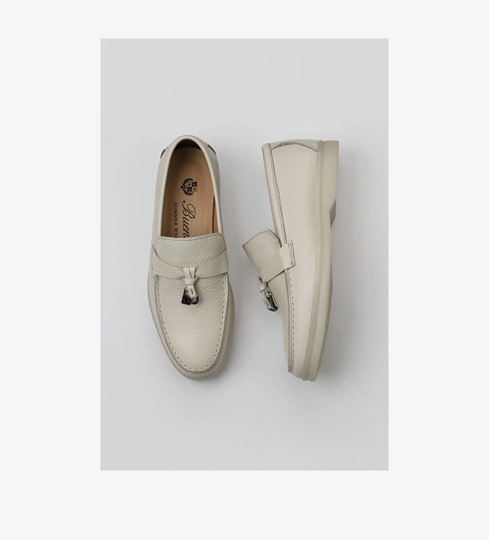 Bueno Shoes Bej Flotter Deri Kadın Loafer 05ws101 - Görsel 1