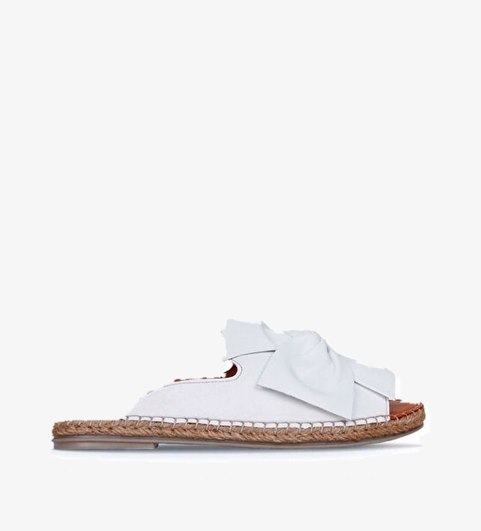 Bueno Shoes Beyaz Deri Kadın Espadril Terlik 01wn1632 - Görsel 1