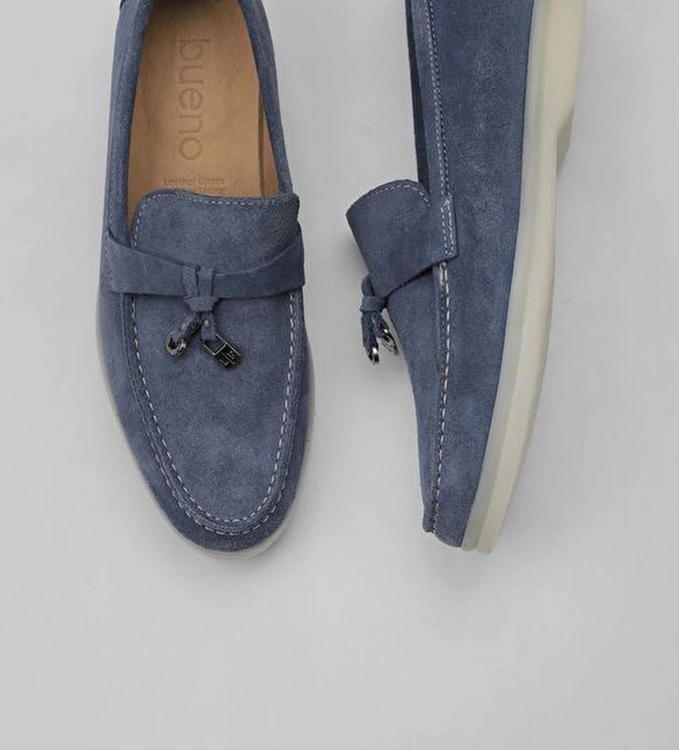 Bueno Shoes Mavi Süet Kadın Loafer 05ws101 - Görsel 1