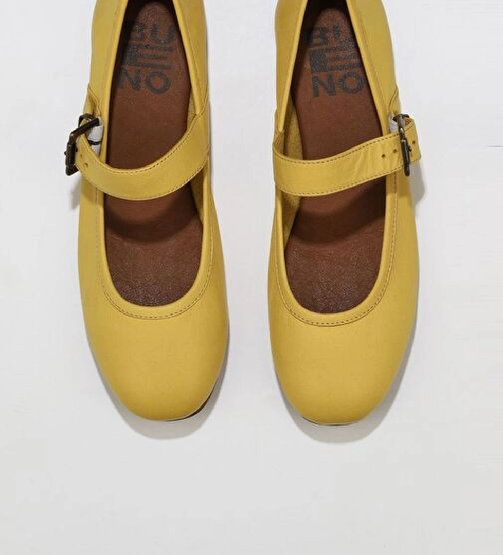 Bueno Shoes Sarı Deri Kadın Düz Babet 01ws4409 - Görsel 1
