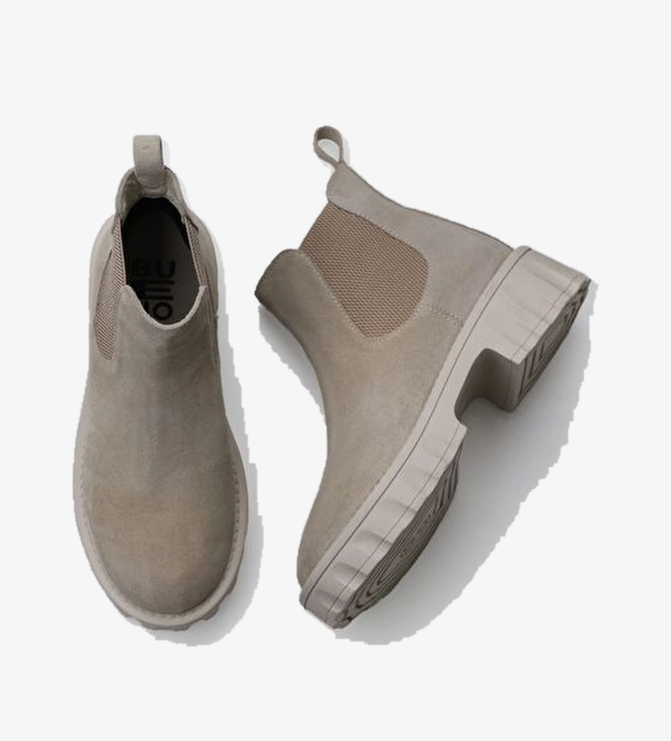 Bueno Shoes Bej Süet Kadın Dolgu Topuklu Bot 01wv9002 - Görsel 1