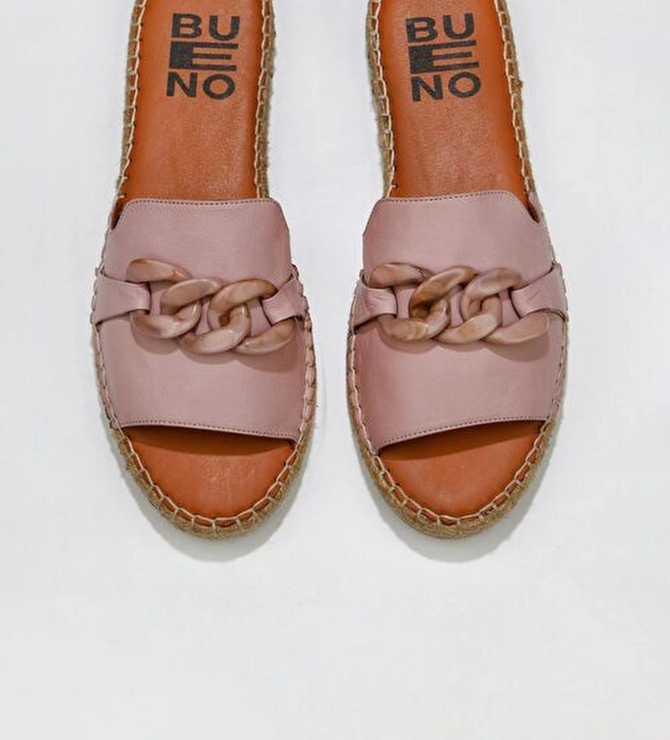 Bueno Shoes Gül Kurusu Deri Kadın Espadril Terlik 01ws1821 - Görsel 1