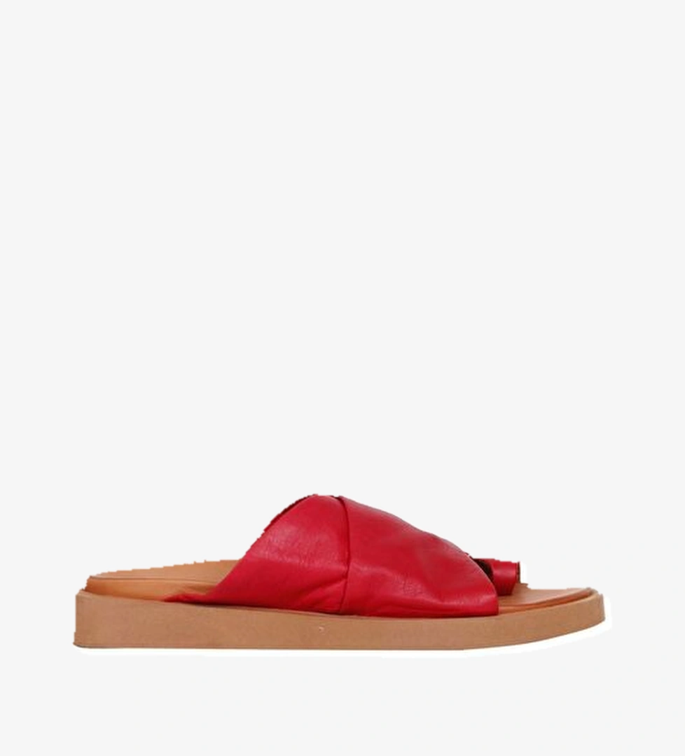 Bueno Shoes Kırmızı Deri Kadın Parmak Arası Terlik 01ws2809 - Görsel 1