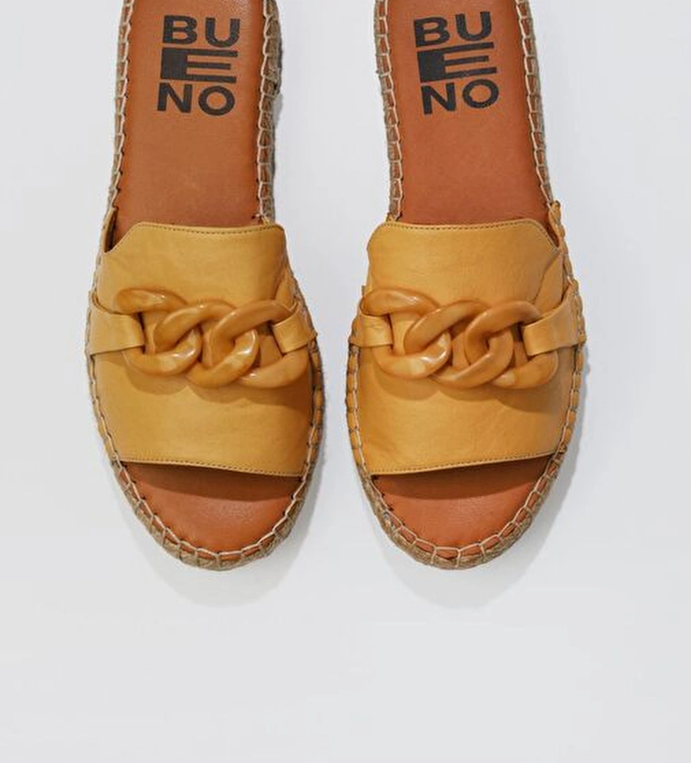 Bueno Shoes Sarı Deri Kadın Espadril Terlik 01ws1821 - Görsel 1