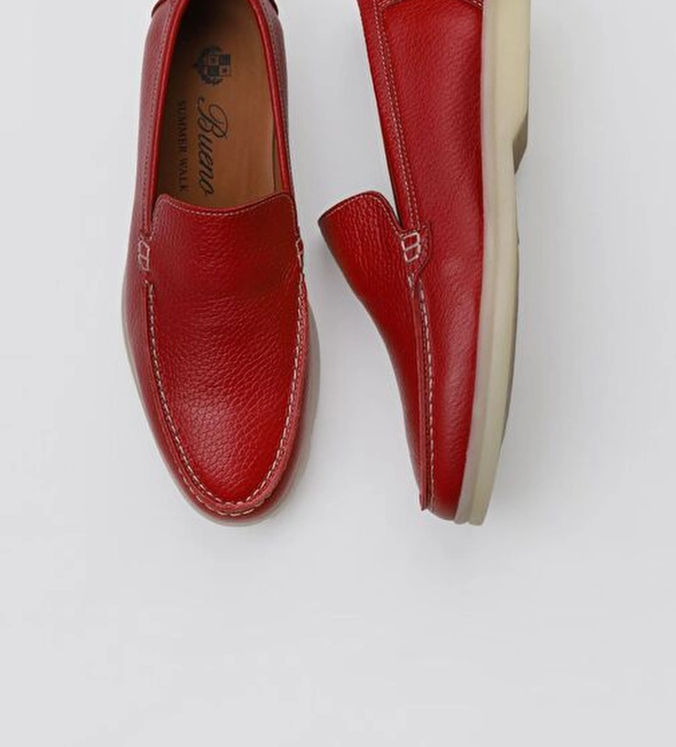 Bueno Shoes Kırmızı Flotter Deri Kadın Loafer 05ws102 - Görsel 1