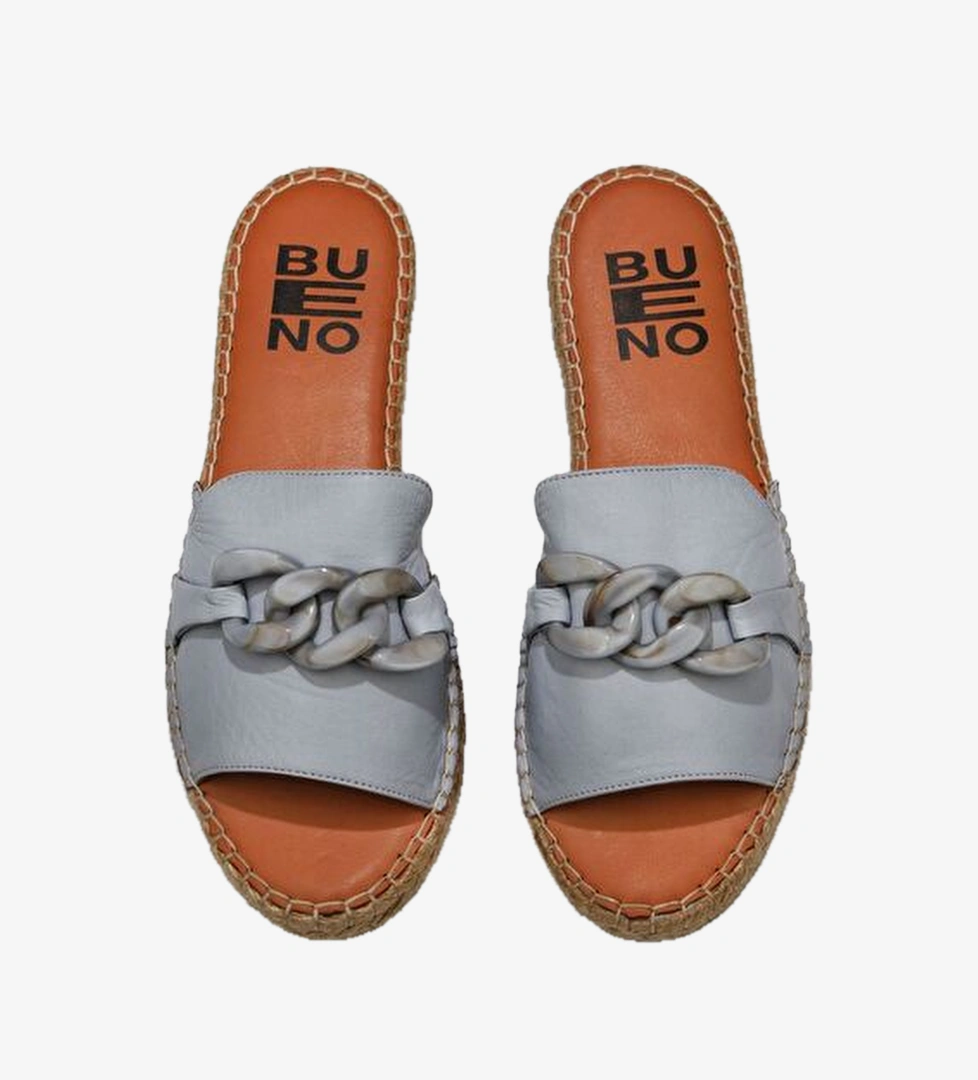 Bueno Shoes Mavi Deri Kadın Espadril Terlik 01ws1821