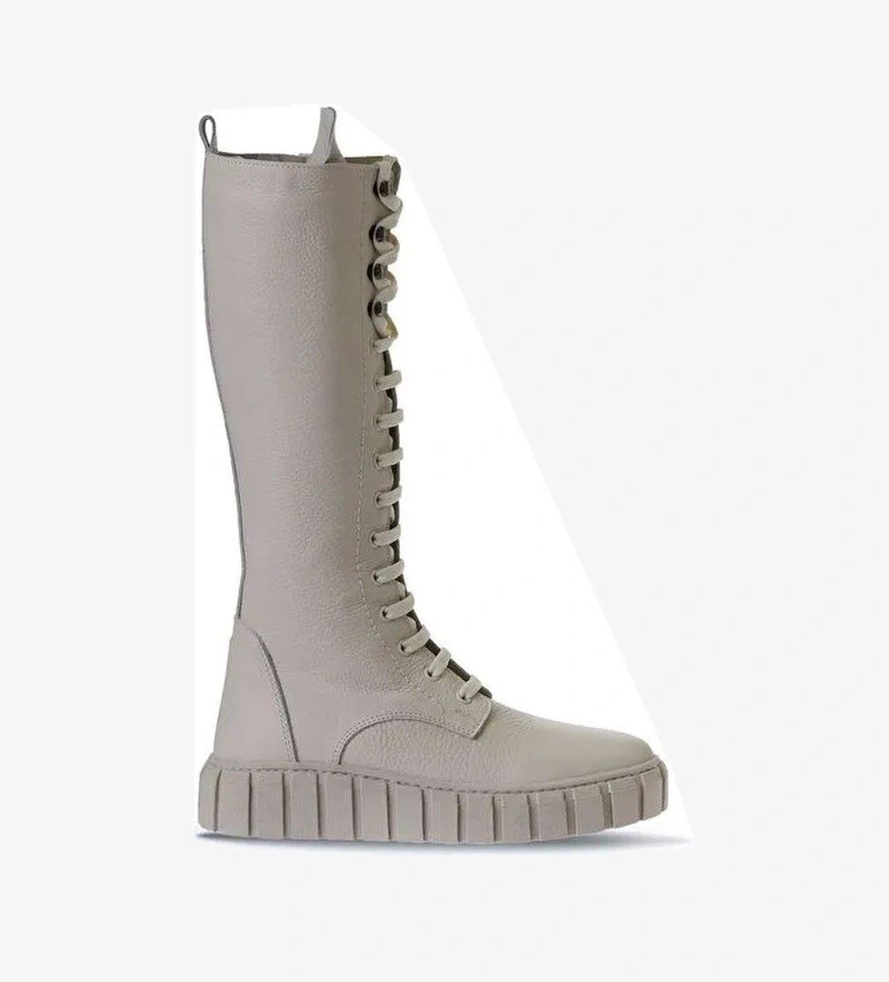 Bueno Shoes Bej Deri Kadın Dolgu Topuklu Çizme 01wt3411 - Görsel 1