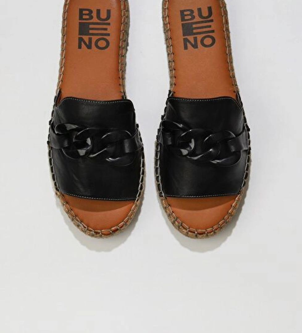 Bueno Shoes Siyah Deri Kadın Espadril Terlik 01ws1821 - Görsel 1