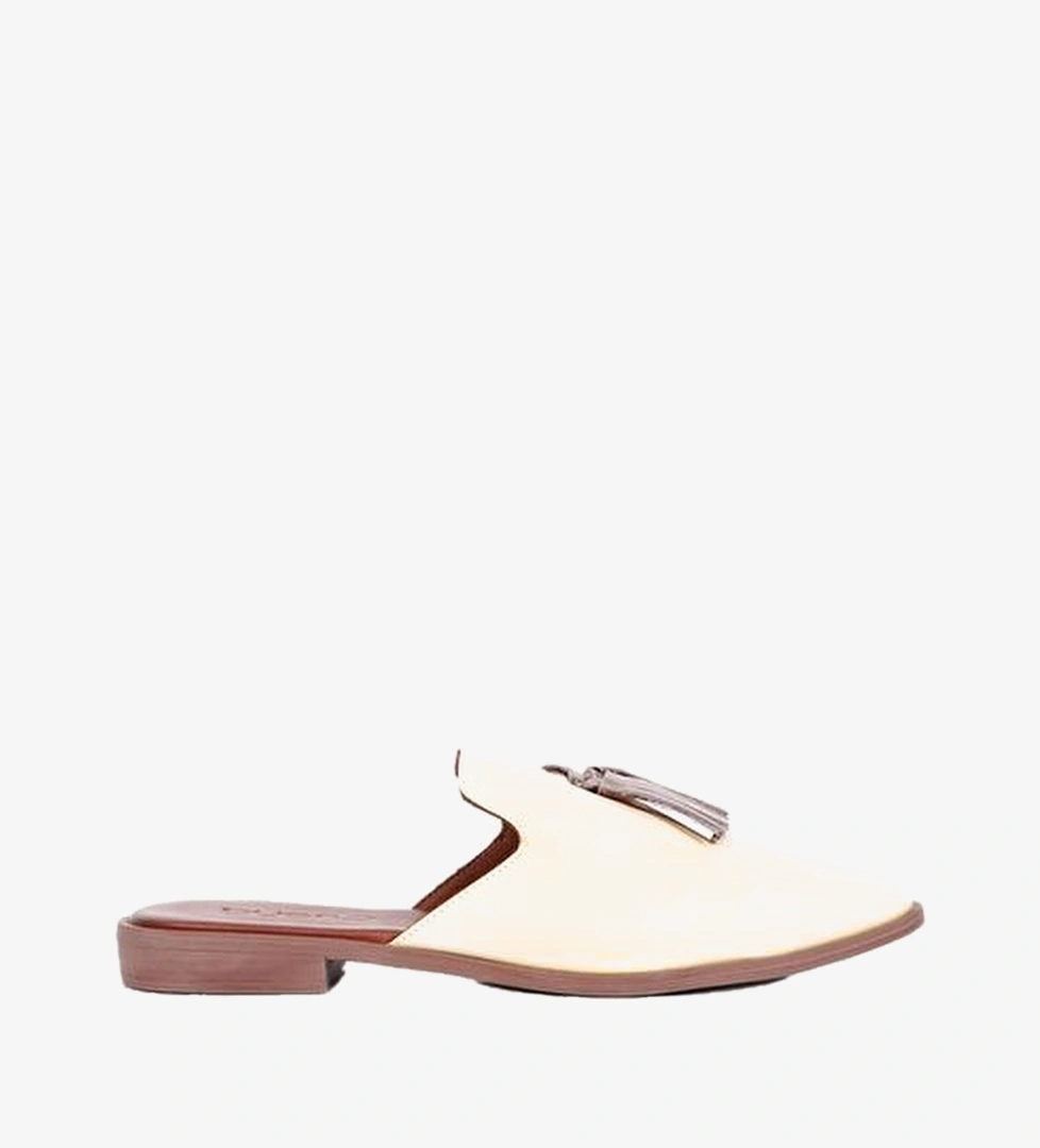 Bueno Shoes Sarı Vizon Deri Kadın Düz Terlik 01wn0111