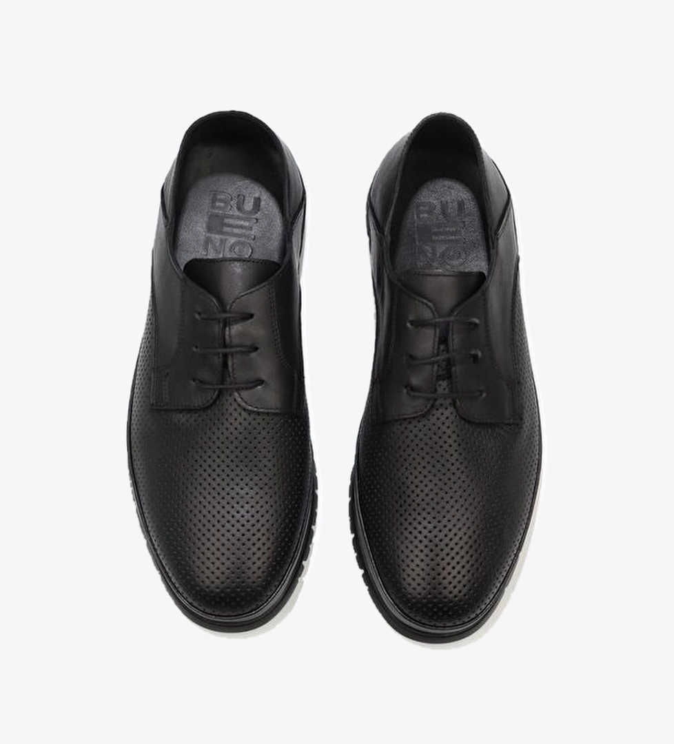 Bueno Shoes Siyah Messi Deri Erkek Düz Ayakkabı 07m0963 - Görsel 1