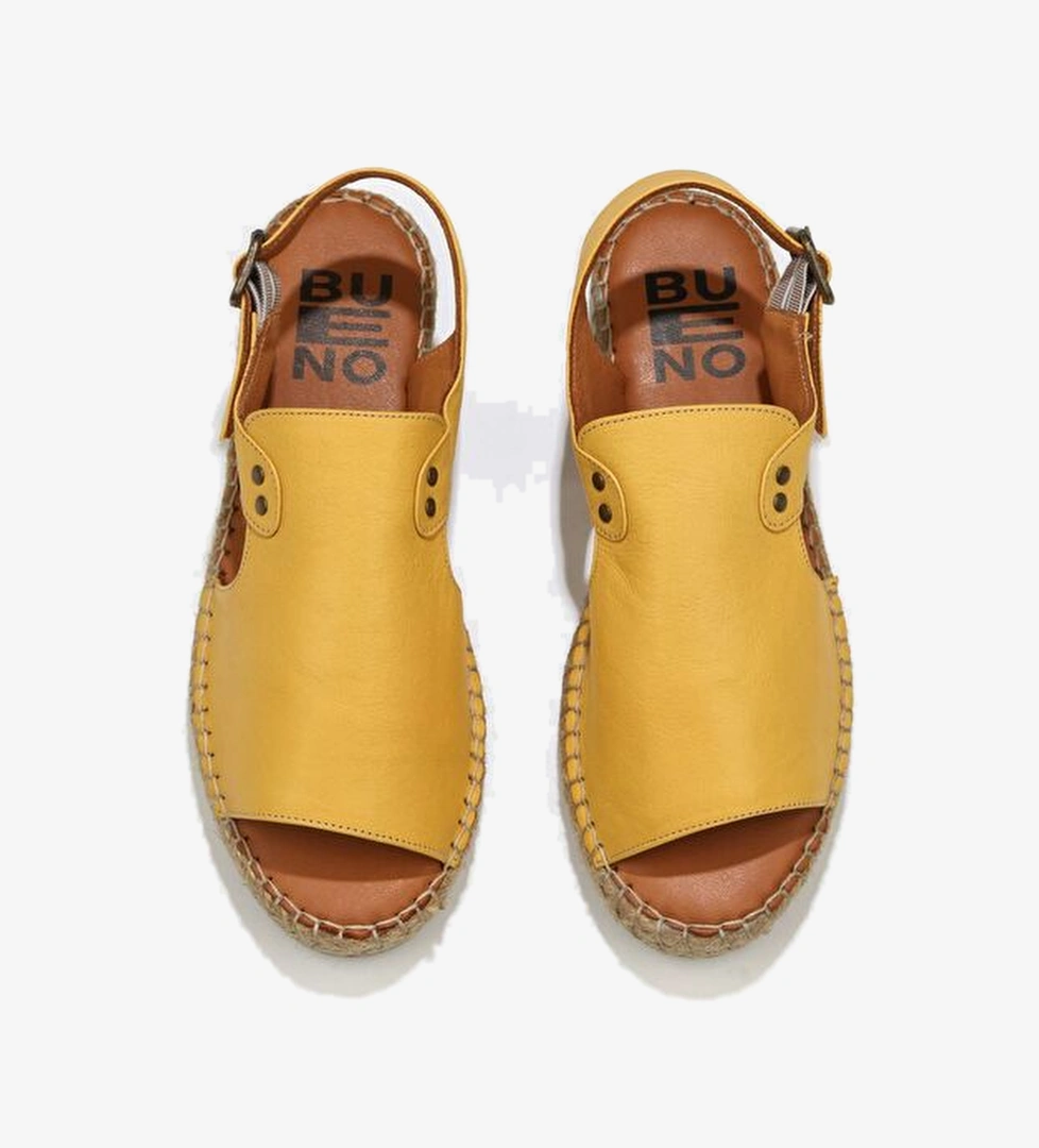 Bueno Shoes Sarı Deri Kadın Espadril Sandalet 01wq1125 - Görsel 1