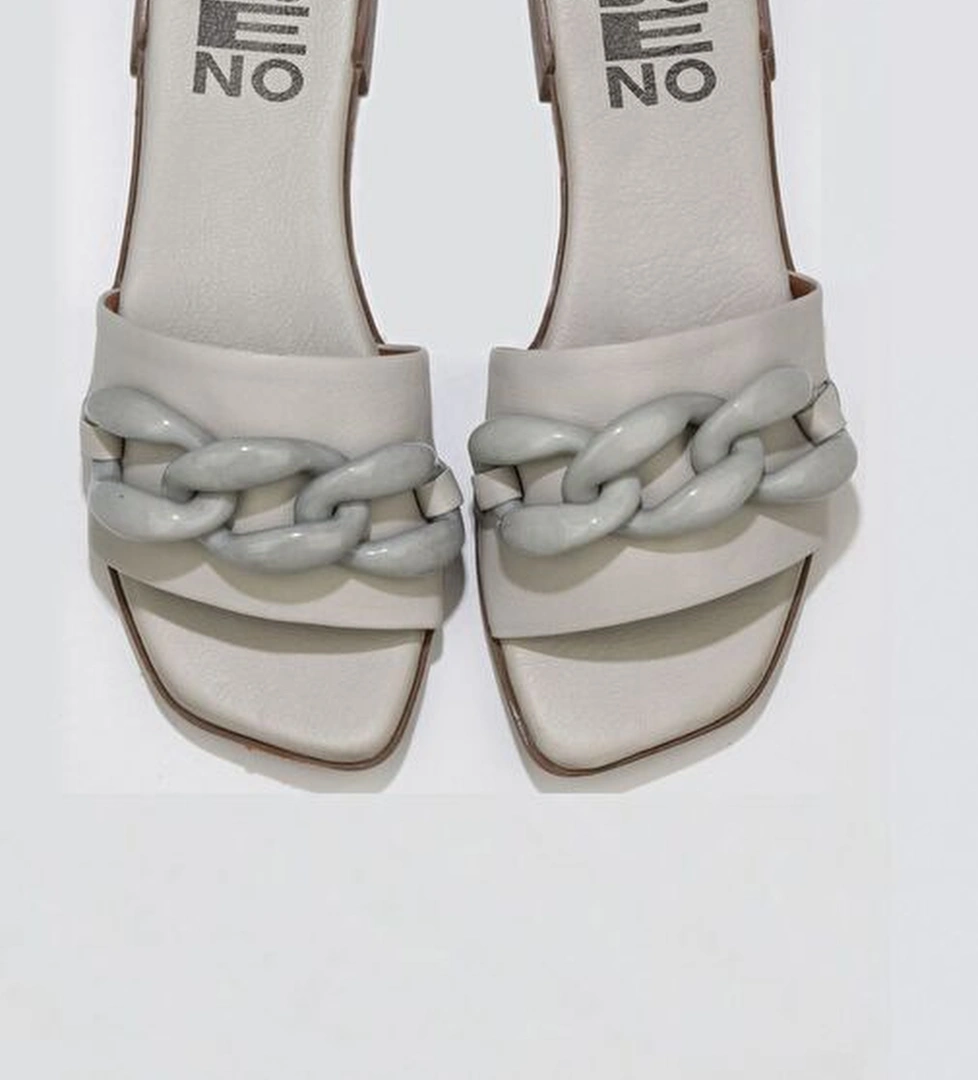 Bueno Shoes Ekru Deri Kadın Düz Terlik 01wu1815 - Görsel 1