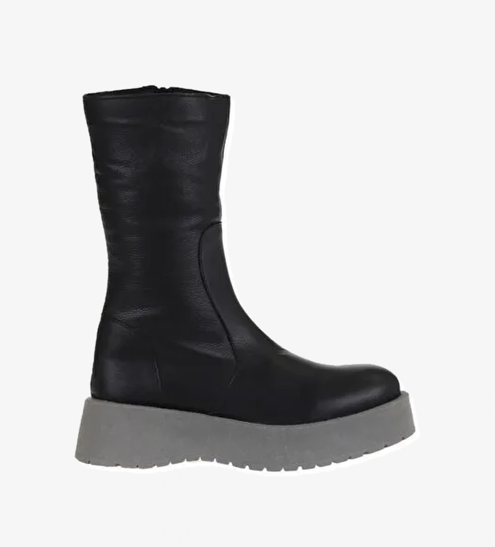 Bueno Shoes Siyah Deri Kadın Dolgu Topuklu Bot 01wv1302 - Görsel 1