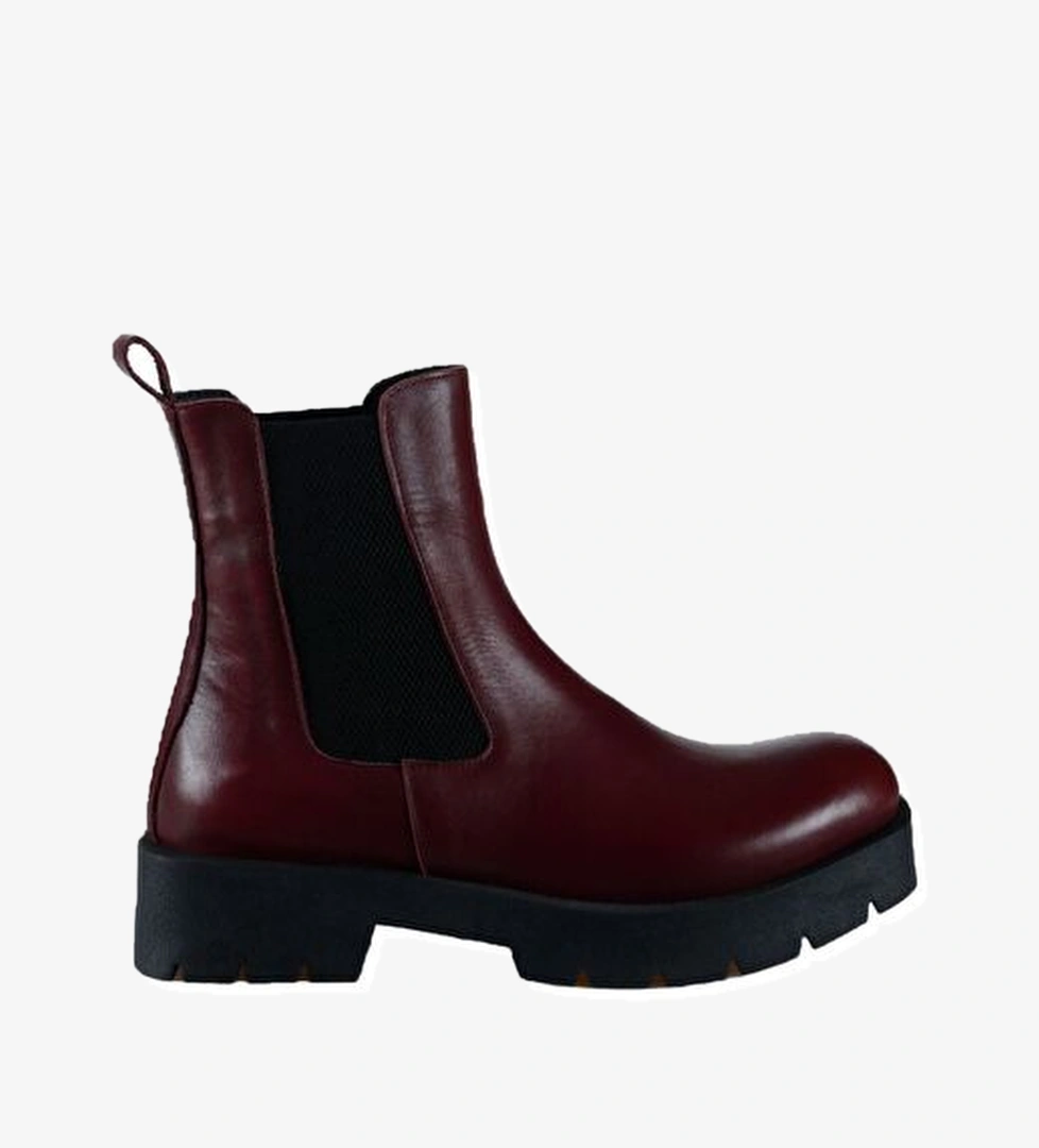 Bueno Shoes Bordo Deri Kadın Düz Bot 01wt2506 - Görsel 1