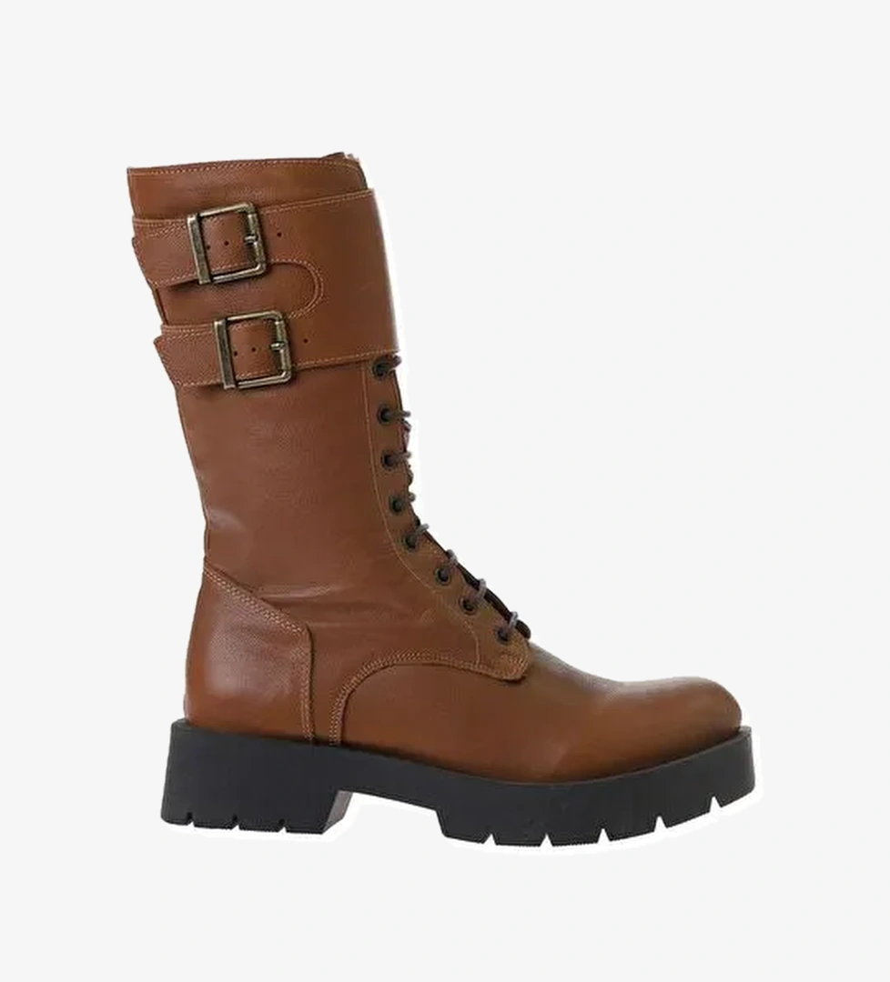 Bueno Shoes Taba Deri Kadın Düz Bot 01wt2513 - Görsel 1