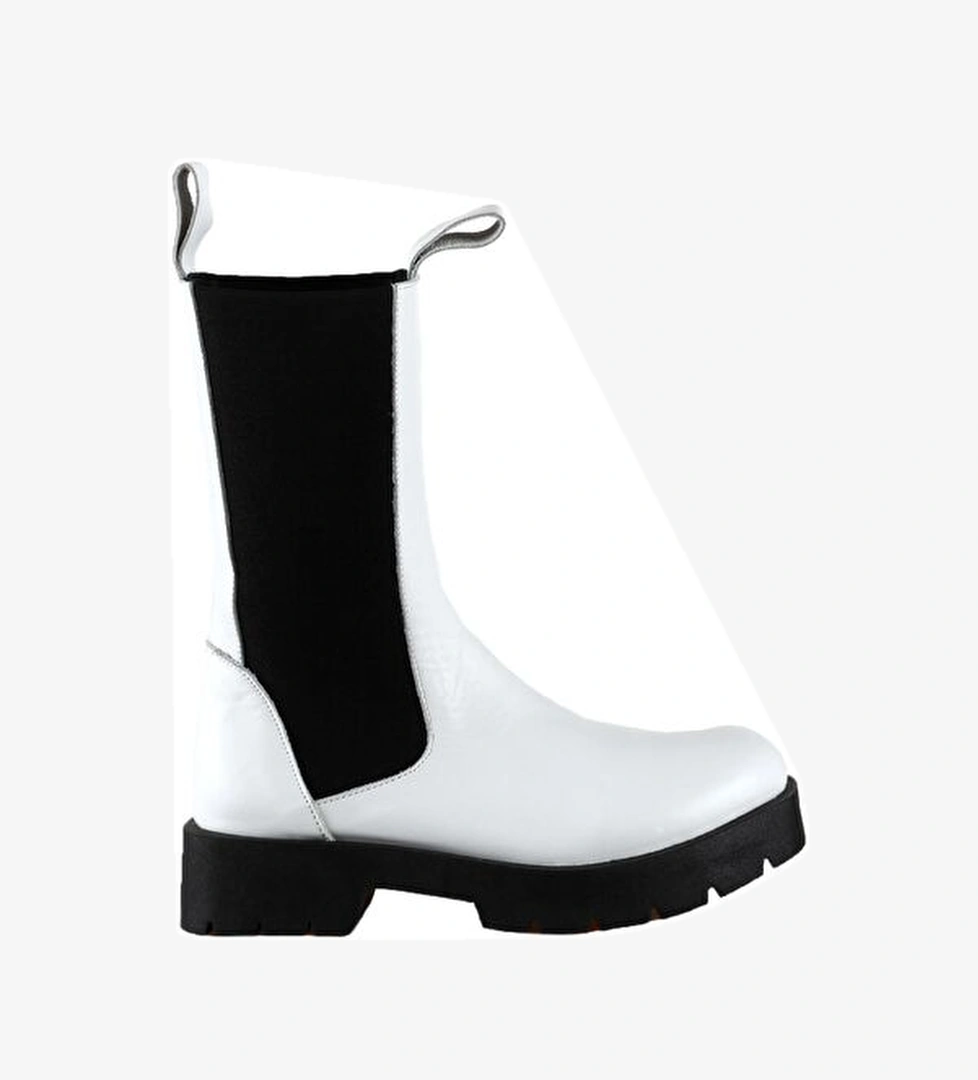 Bueno Shoes Beyaz Deri Kadın Topuklu Bot 01wt2508 - Görsel 1