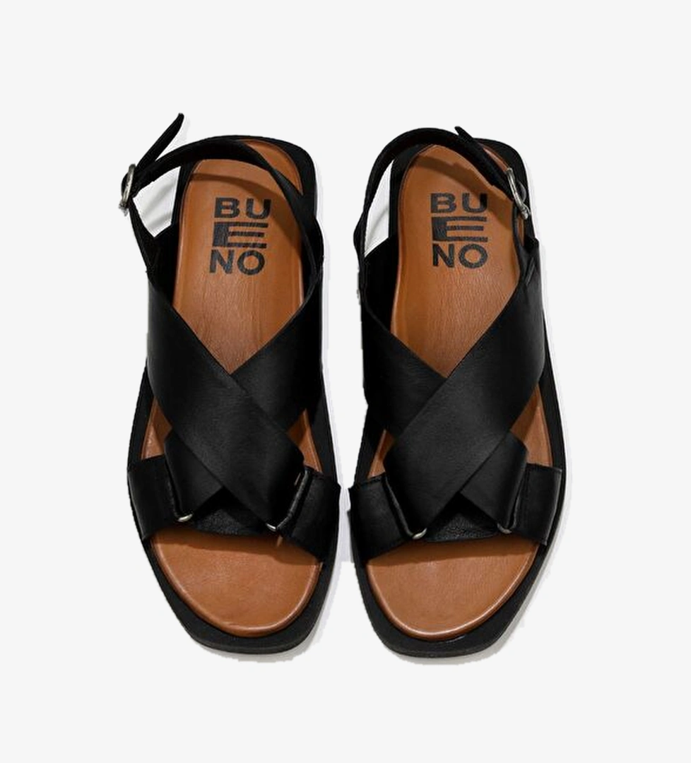 Bueno Shoes Siyah Deri Kadın Sandalet 01ws2801 - Görsel 1