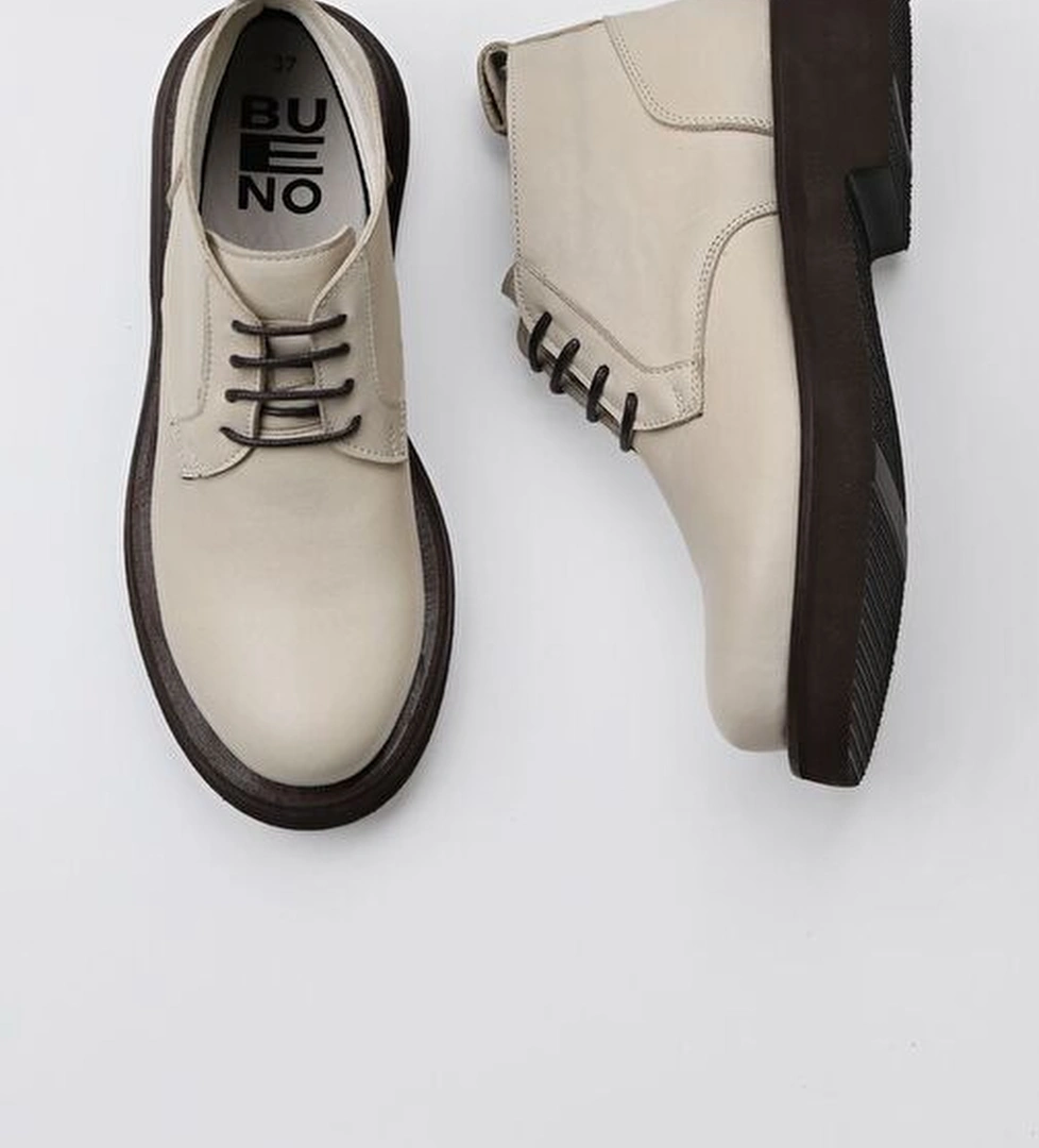 Bueno Shoes Bej Deri Kadın Düz Bot 01wt0503 - Görsel 1
